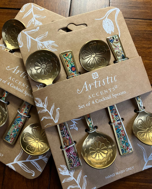 Artistic Accents Enameled Brass Spoons Set of 4
