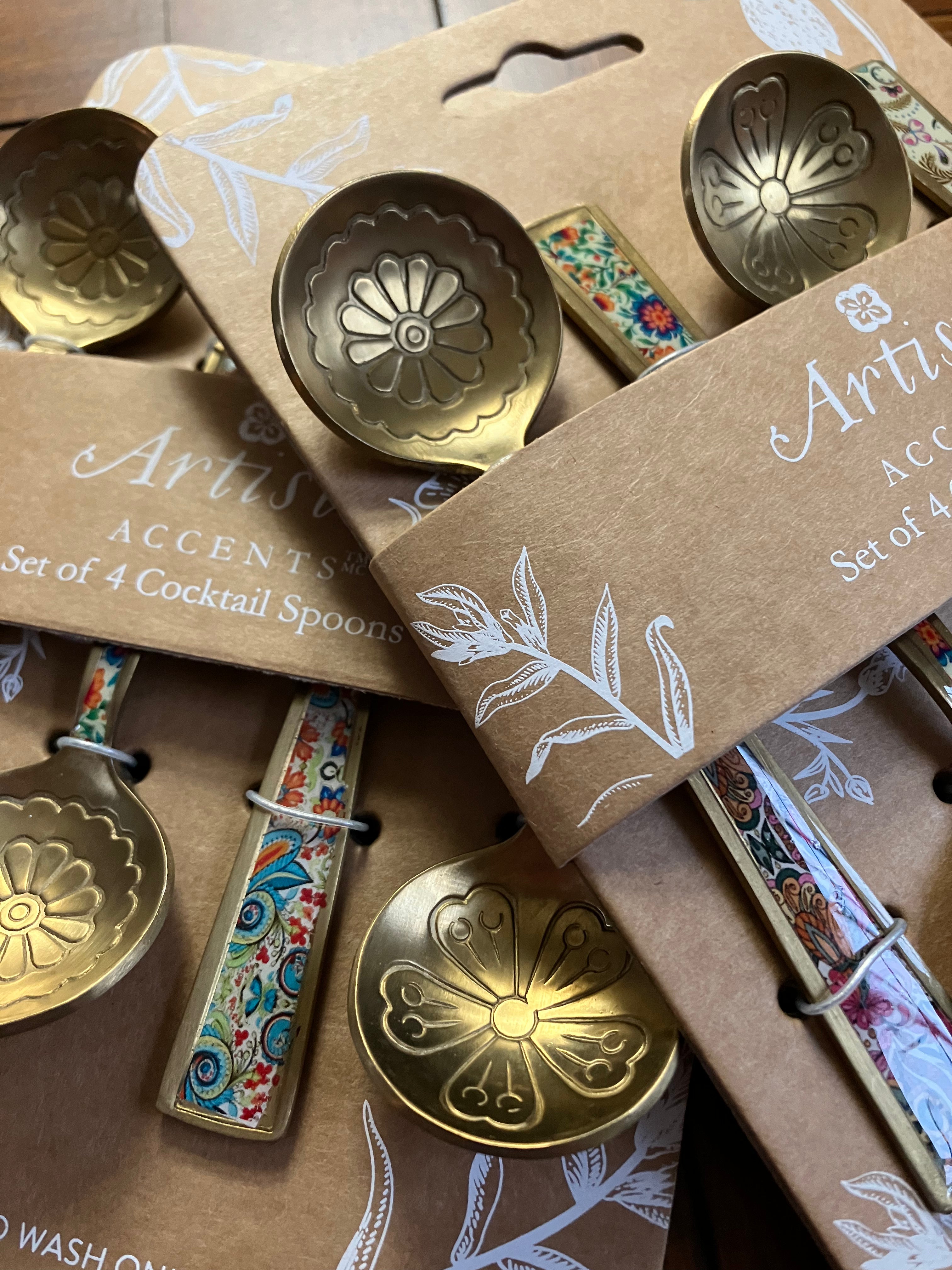 Artistic Accents Enameled Brass Spoons Set of 4