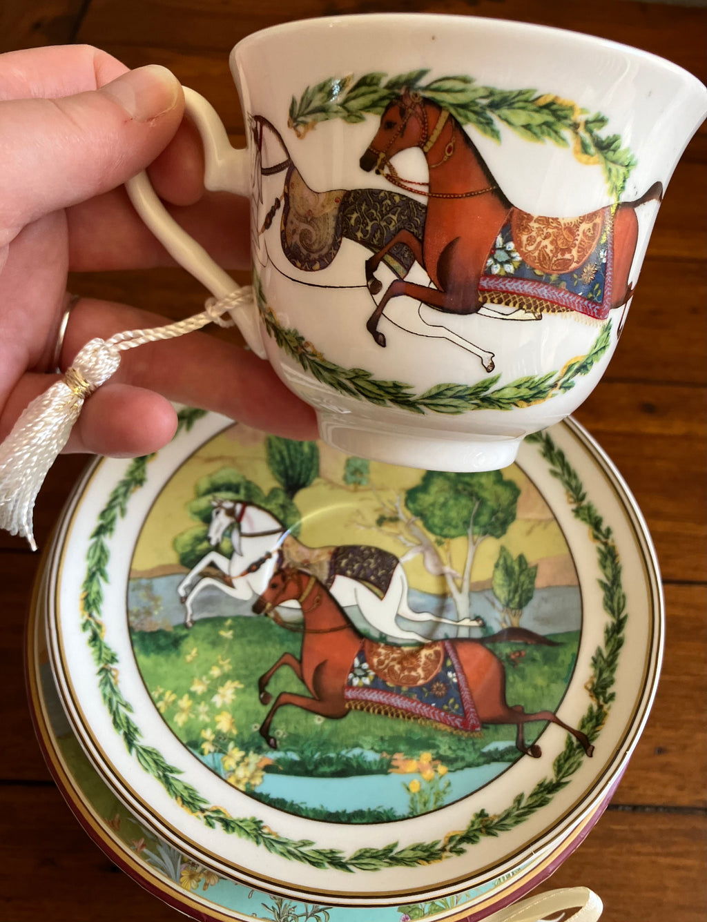 Running Horses Porcelain Teacup