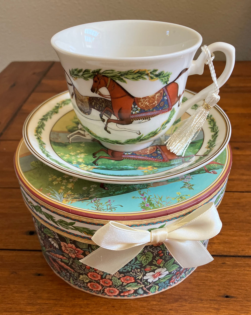 Running Horses Porcelain Teacup