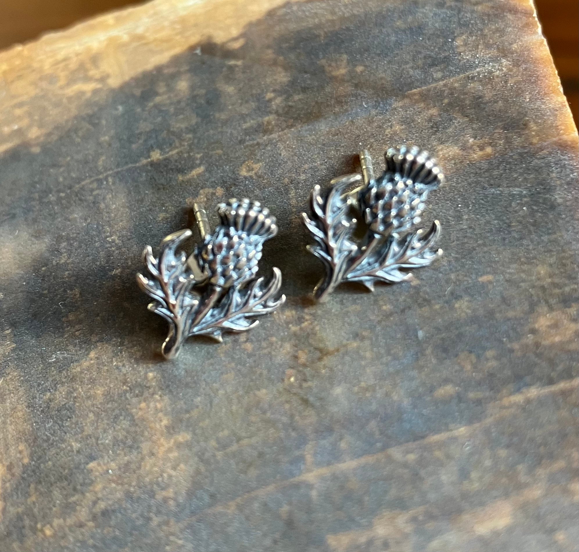Sterling Silver Thistle Post Earrings