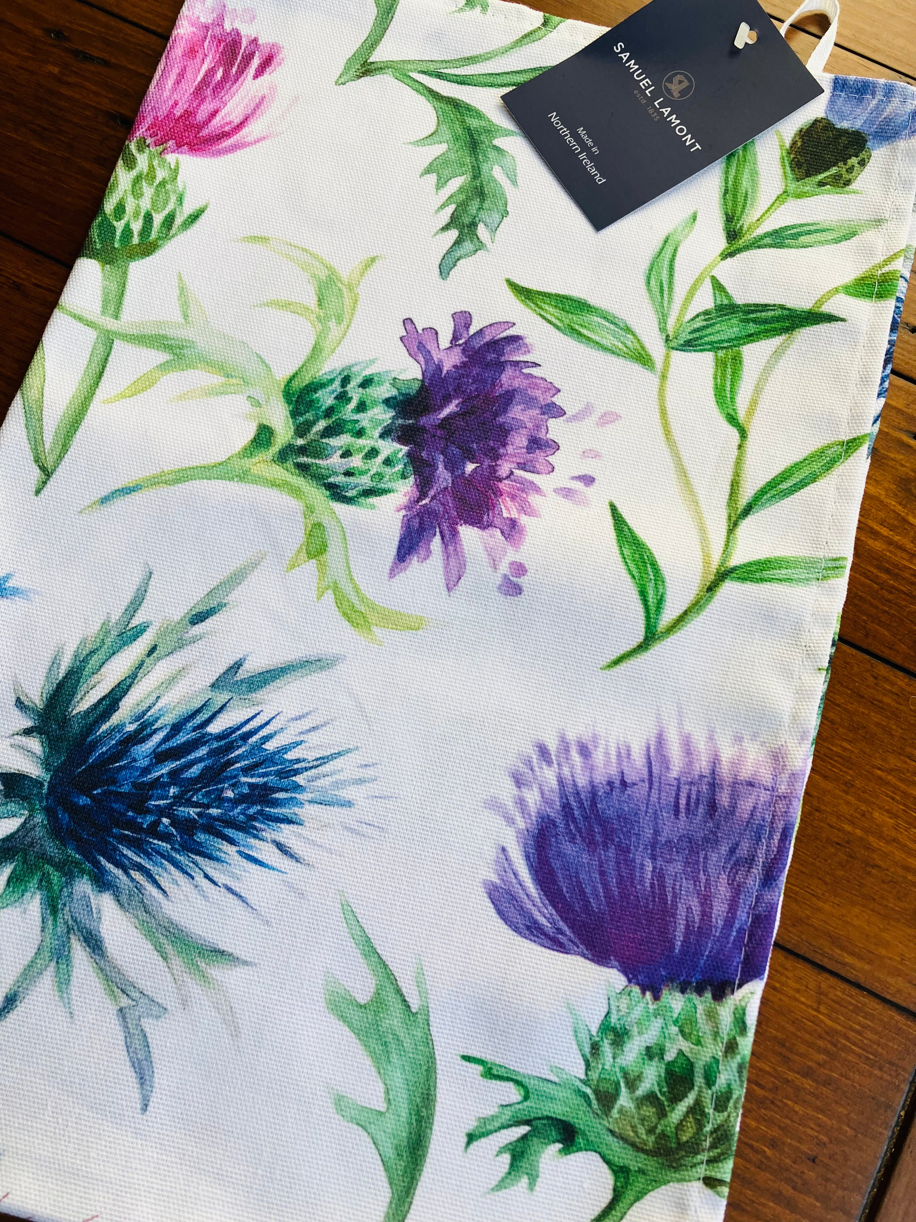 Scottish Thistles Cotton Tea Towel
